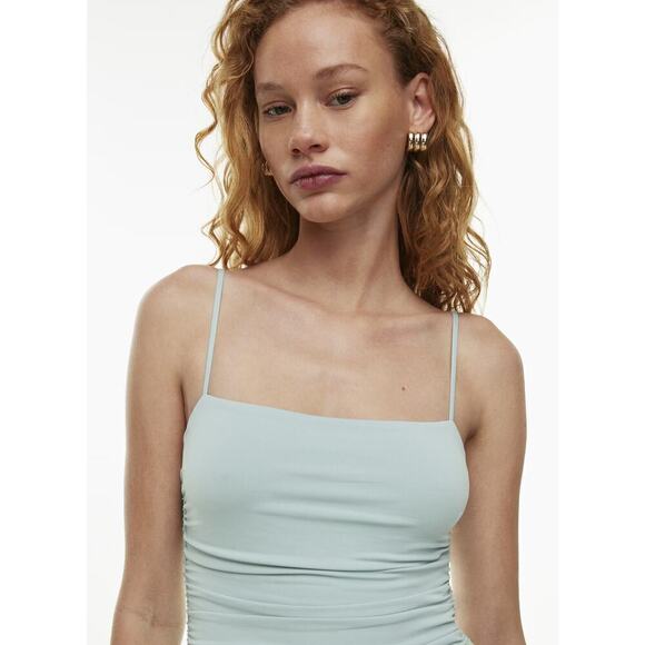 NEW NWT Aritzia Contour Squareneck Ruched Thong Bodysuit Aquamarine Green Large - Picture 4 of 14